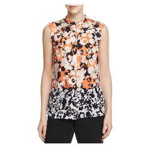 HUGO BOSS Womens Beige Button Closure Sleeveless Wear To Work Blouse 10